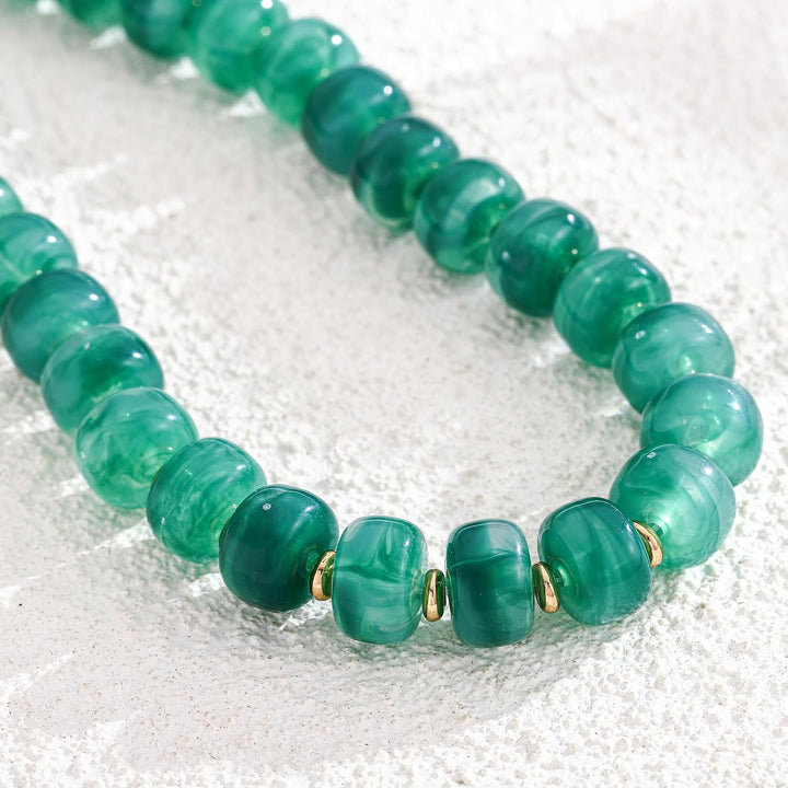 Resin Chunky Beaded Necklace for Women Minimalistic Modern Statement Necklace Jewelry Accessories - Green
