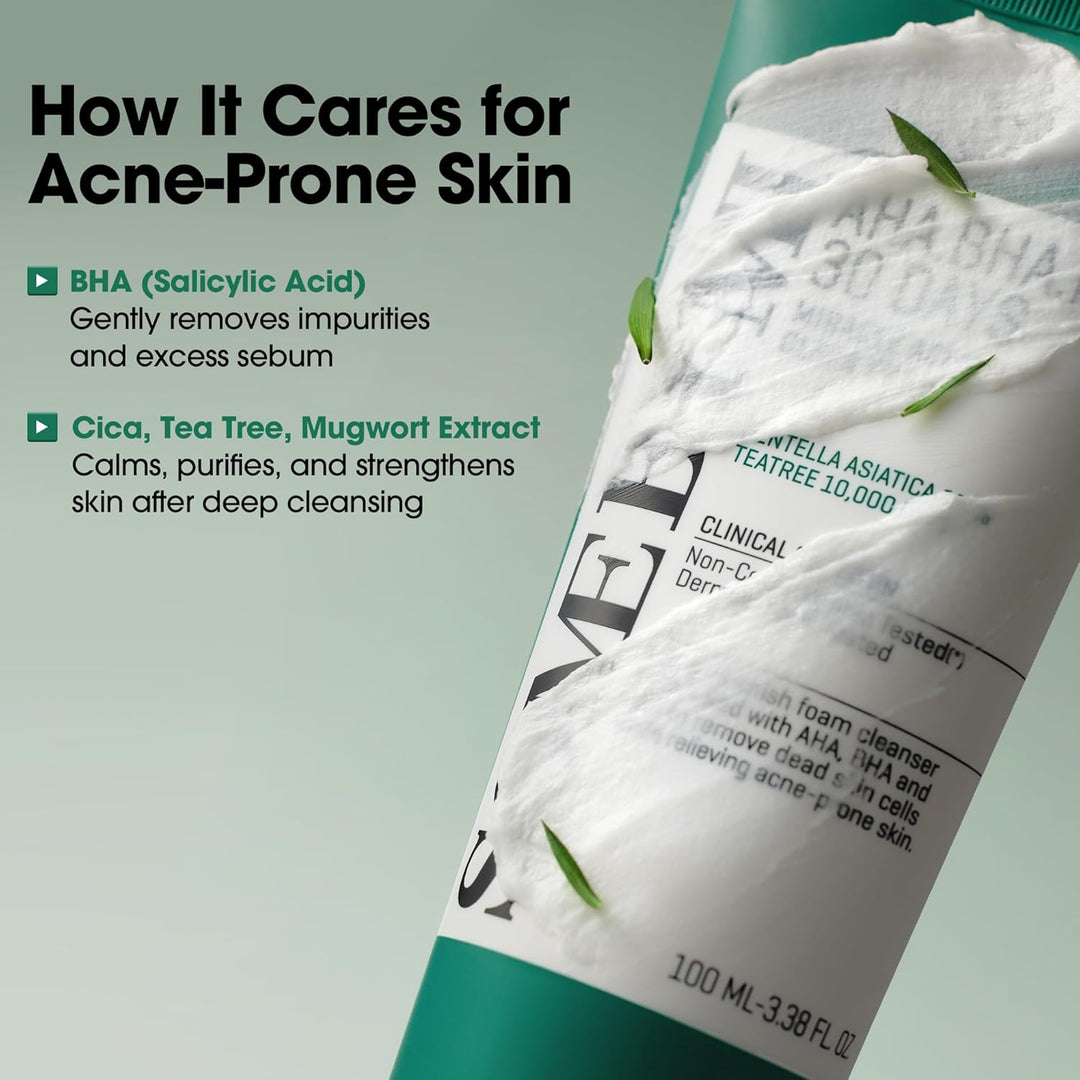 AHA BHA PHA 30 Days Miracle Acne Clear Foam – 3.38Oz, 100Ml – Korean Acne Face Wash for Smooth &amp; Clear Skin – Salicylic Acid Cleanser for Exfoliation &amp; Sebum Control – Korean Skin Care