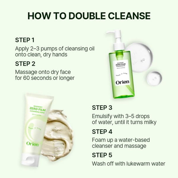 Mugwort Zero Film Cleansing Oil 6.76 Fl.Oz. 200Ml ㅣDaily Makeup Blackhead Removal No Pore Clogging Korean Skincare Double Cleansing