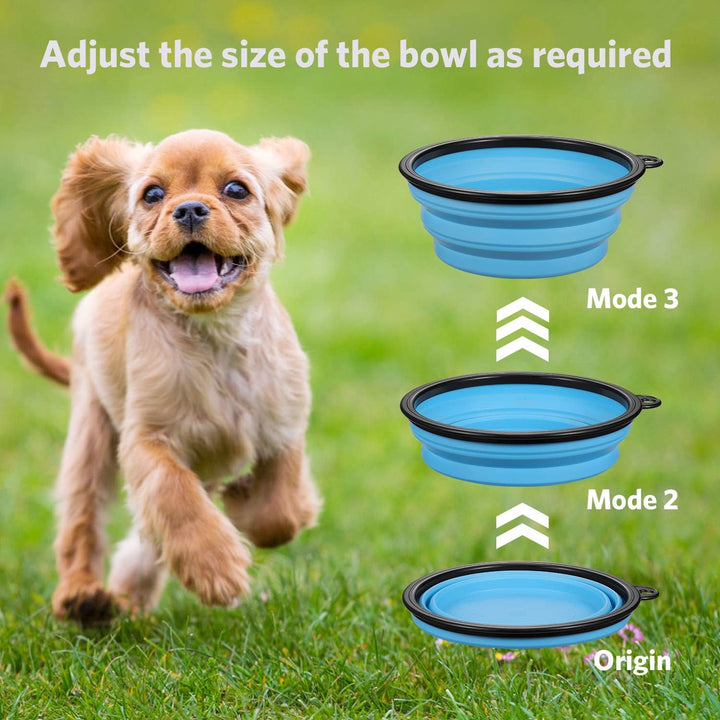 Collapsible Dog Bowl for Travel (12Oz), 6 Pack Portable Pet Bowl with Carabiners, Foldable, Expandable