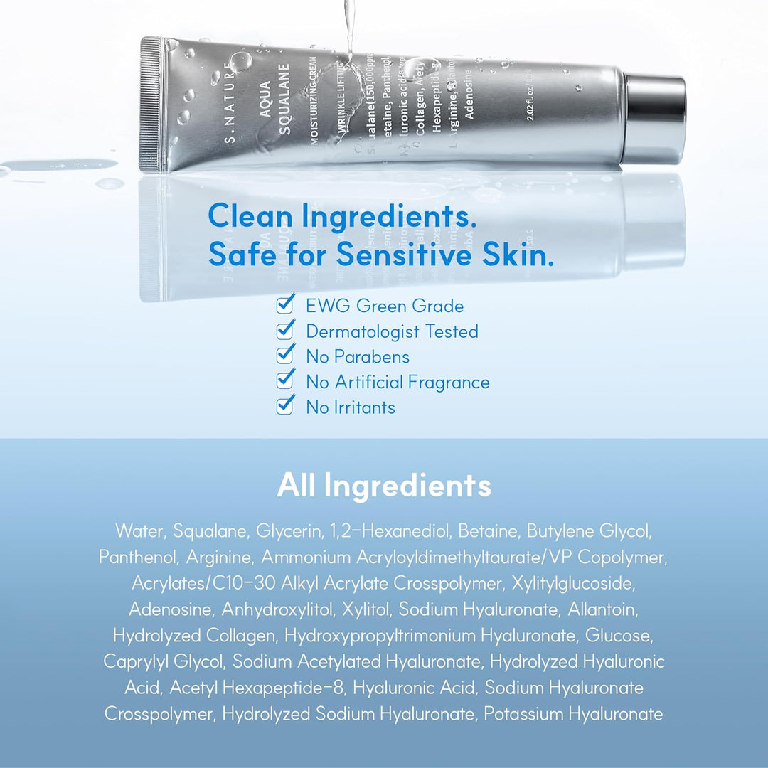 Pore Minimizing Moisturizer for Dry &amp; Sensitive Skin Squalane Hydrating Face Cream, Tightening &amp; Smoothing Pores, Lightweight Korean Skincare, 2.7 Fl Oz