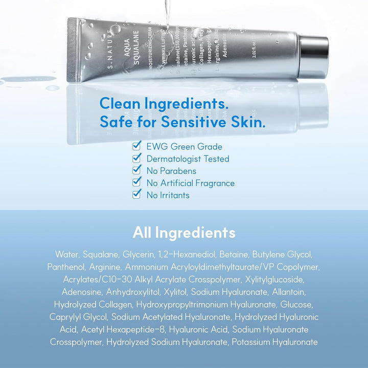 Pore Minimizing Moisturizer for Dry &amp; Sensitive Skin Squalane Hydrating Face Cream, Tightening &amp; Smoothing Pores, Lightweight Korean Skincare, 2.7 Fl Oz