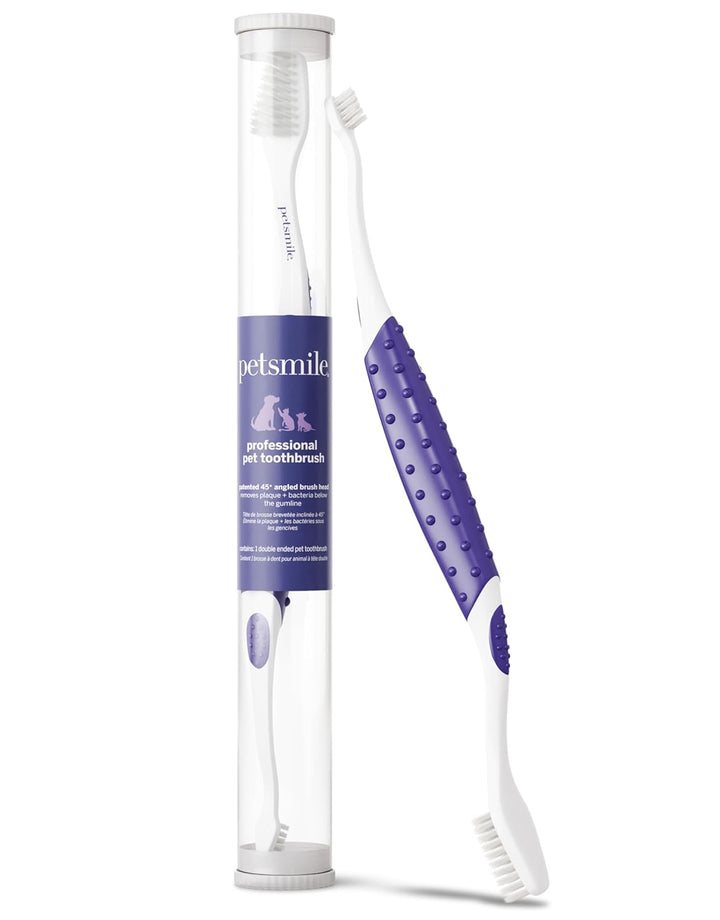 Professional Pet Toothbrush - Patented 45 Degree Cat &amp; Dog Toothbrush for Small &amp; Large Animals - Pet Accessories for Dental Care - VOHC Approved Teeth Cleaning - Dog Toothpaste Not Included