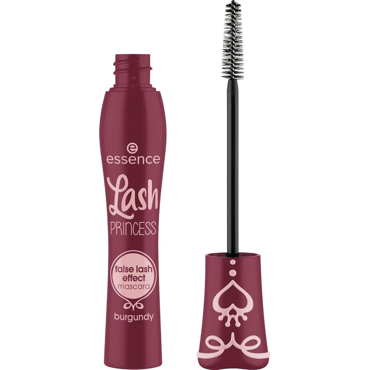 Essence Lash Princess False Lash Effect Mascara, Burgundy (Pack of 1) | Clump-Free Conic Fiber Brush, Volumizing and Lengthening, Red-Purple Mascara, Colored Mascara; Vegan &amp; Cruelty-Free