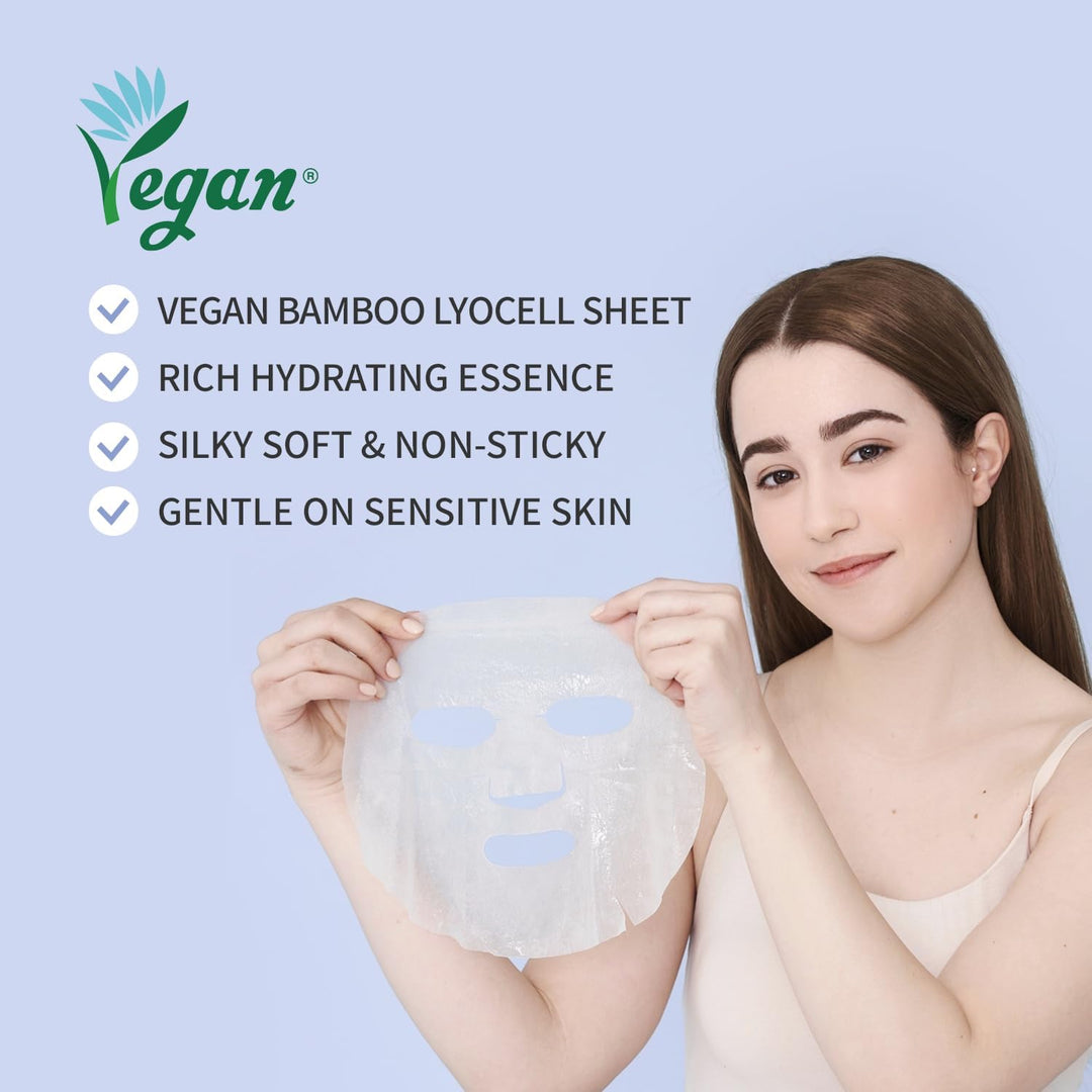 Rejuvenating Retinol Sheet Mask Korean Vegan Facial Mask, Wrinkle-Smoothing &amp; Intense Moisturizing Sheet Mask with Ceramide &amp; Hyaluronate (10-Count)
