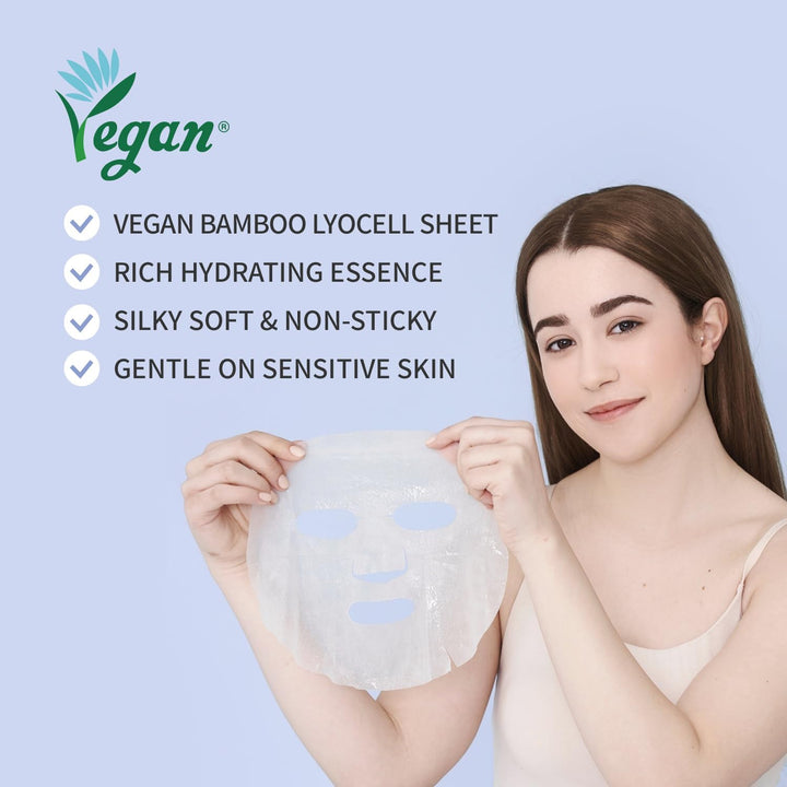 Rejuvenating Retinol Sheet Mask Korean Vegan Facial Mask, Wrinkle-Smoothing &amp; Intense Moisturizing Sheet Mask with Ceramide &amp; Hyaluronate (10-Count)