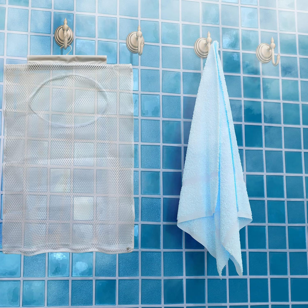 Hanging Mesh Laundry Hamper (30In*20In*2In) Large Dirty Clothes Bag, Can Be Used behind the Door &amp; Closet &amp; Caravan&amp; Bathroom (White)