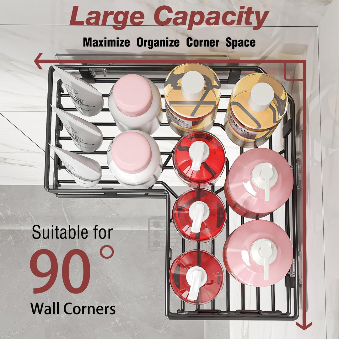 Shower Caddy Corner with Soap Holder, No Drilling Shower Shelves-Rustproof, Adhesive Shower Organizer Corner for Dorm. Black, 4-Pack