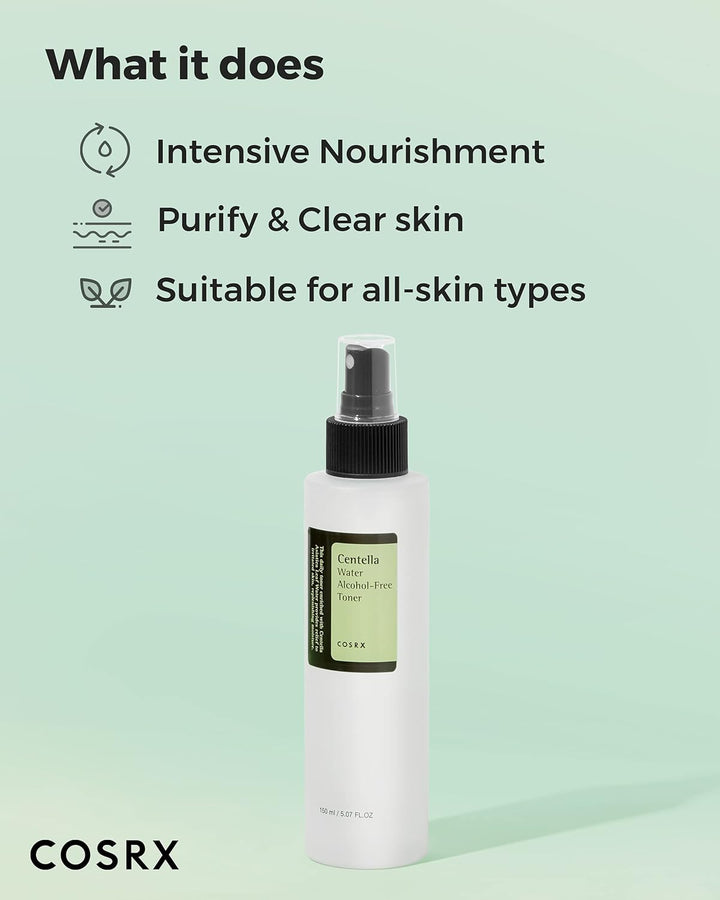 Alcohol-Free Cica Toner, 150Ml / 5.07 Fl.Oz | Spray-Type Korean Toner with Centella Asiatica for Hydrating &amp; Soothing Redness | Korean Skin Care, Not Tested on Animals, Paraben Free