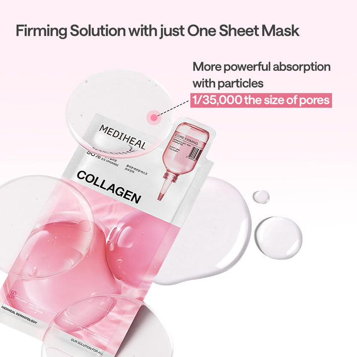 Essential Face Mask [Collagen] 10 Pcs. for Plumping Hydration, Glass Skin &amp; Skin Nourishment - Travel Essentials, Korean Beauty Sheet Mask
