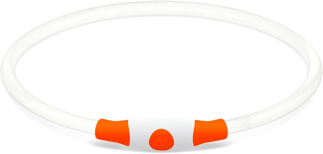 Led Dog Collar,  USB Rechargeable Flash Dog Necklace Light, Pet Safety Collar Makes Your Beloved Dogs Be Seen at Night for Small Medium Large Dogs(Orange)