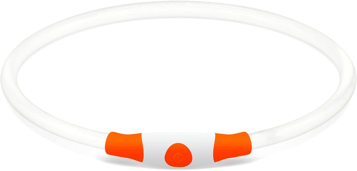 Led Dog Collar,  USB Rechargeable Flash Dog Necklace Light, Pet Safety Collar Makes Your Beloved Dogs Be Seen at Night for Small Medium Large Dogs(Orange)