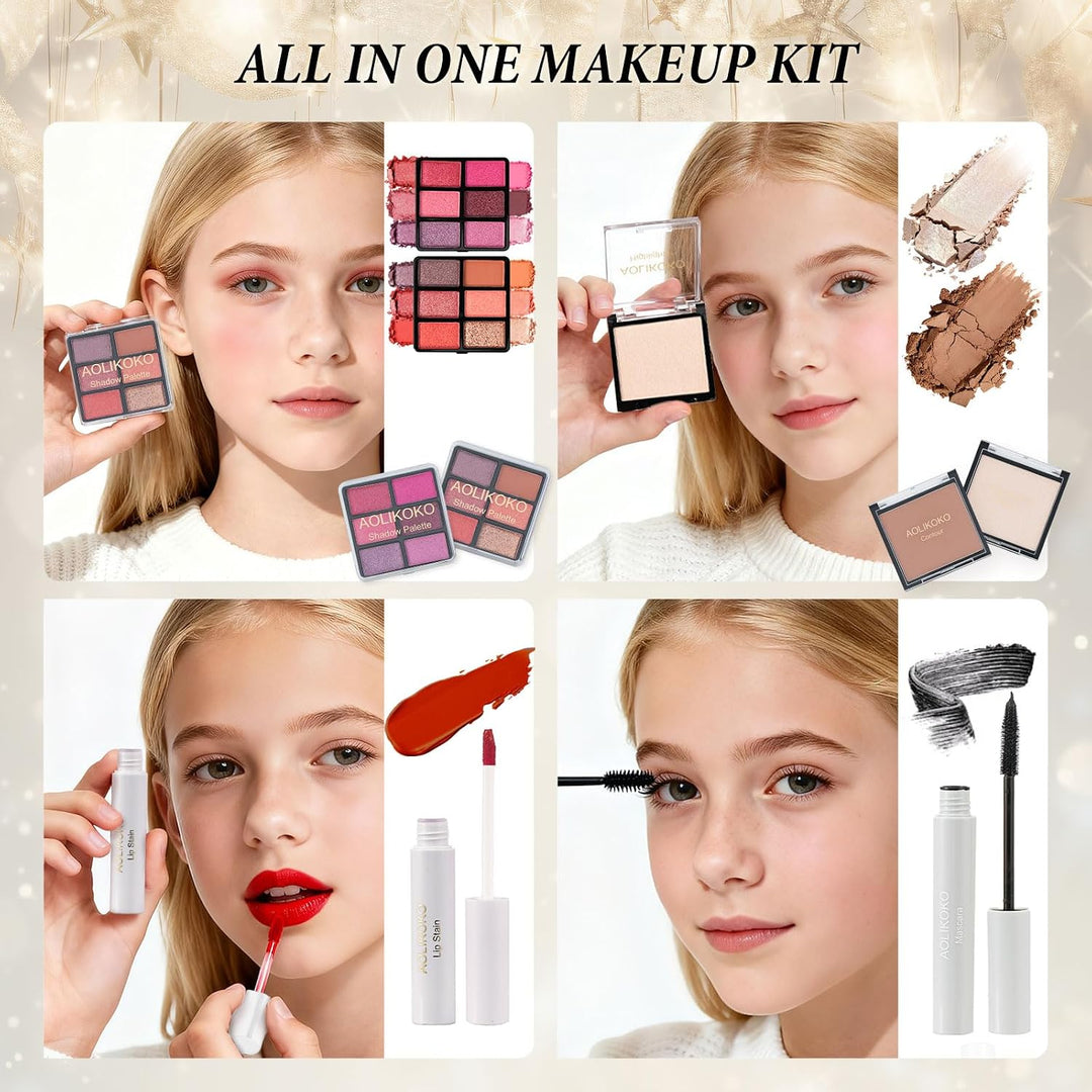 24 Pcs Makeup Kit for Women &amp; Teen Girls, Full Makeup Sets Gift with Eyeshadow, Blush, Lipstick, Mascara, Eyeliner, Glitter, Highlighter, Accessories