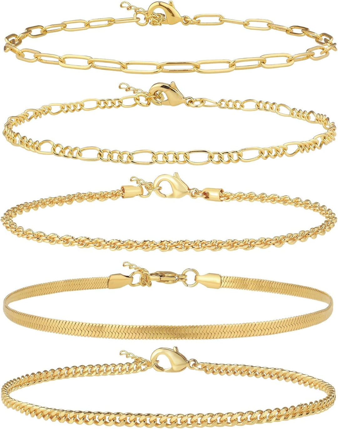 Gold/Silver Plated Anklet Bracelets for Women Waterproof plus Size Cuban Link Chain Ankle Bracelet for Large Ankle 9-12Inch - Gold