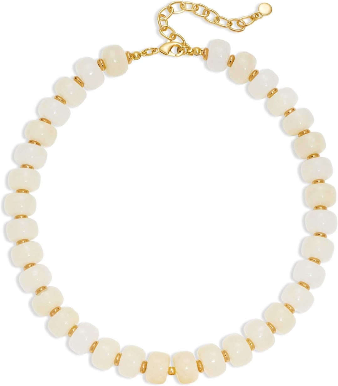 Resin Chunky Beaded Necklace for Women Minimalistic Modern Statement Necklace Jewelry Accessories - Cream