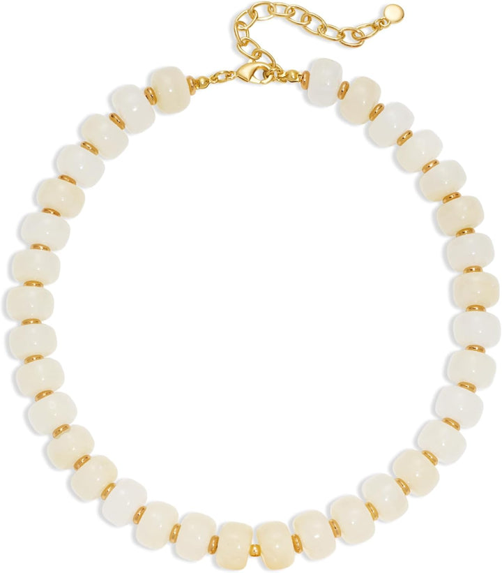 Resin Chunky Beaded Necklace for Women Minimalistic Modern Statement Necklace Jewelry Accessories - Cream