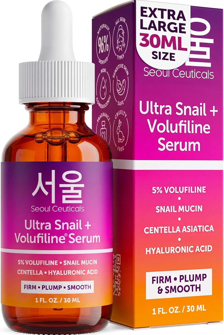 Volufiline Serum + Snail Mucin - Extra Large 30Ml 100% Sederma Volifiline Korean Skincare - Volufine Plumping Skin Care for Face 1Oz