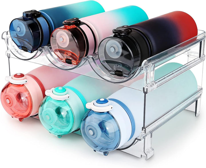 Organizador Apilable de Botellas para Cocina y Gabinete · 2 Niveles · Acrílico Transparente
