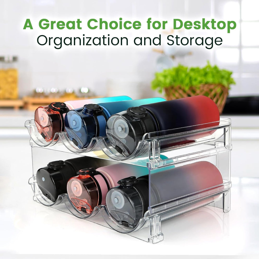 Organizador Apilable de Botellas para Cocina y Gabinete · 2 Niveles · Acrílico Transparente
