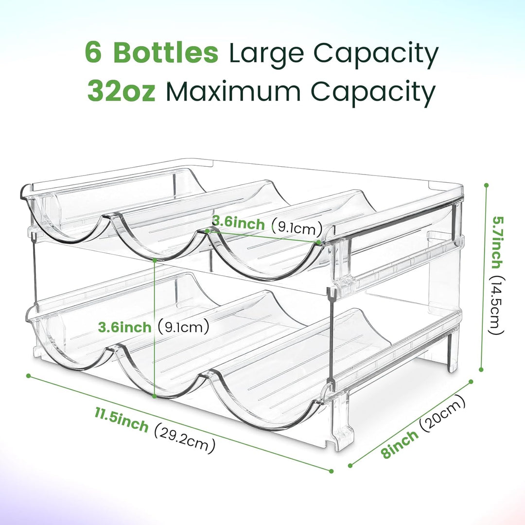 Organizador Apilable de Botellas para Cocina y Gabinete · 2 Niveles · Acrílico Transparente