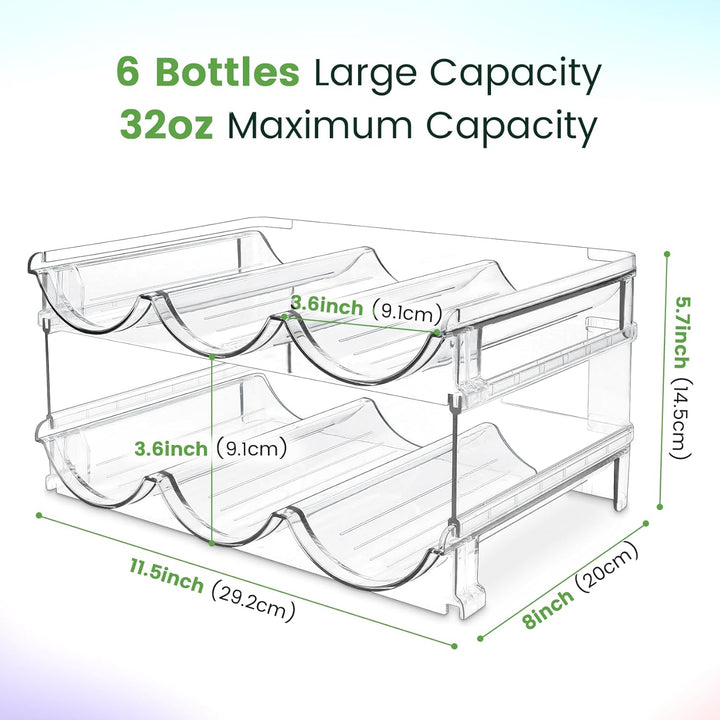 Organizador Apilable de Botellas para Cocina y Gabinete · 2 Niveles · Acrílico Transparente