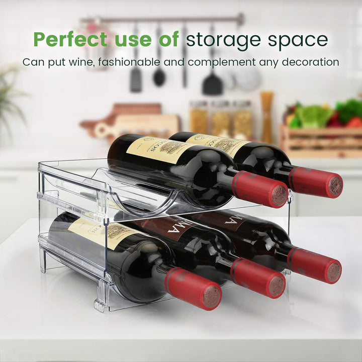Organizador Apilable de Botellas para Cocina y Gabinete · 2 Niveles · Acrílico Transparente