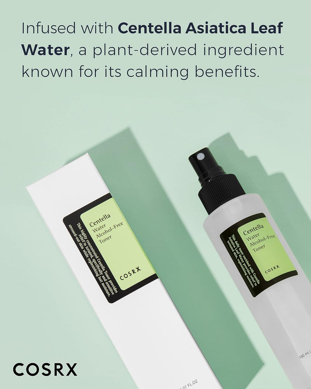 Alcohol-Free Cica Toner, 150Ml / 5.07 Fl.Oz | Spray-Type Korean Toner with Centella Asiatica for Hydrating &amp; Soothing Redness | Korean Skin Care, Not Tested on Animals, Paraben Free
