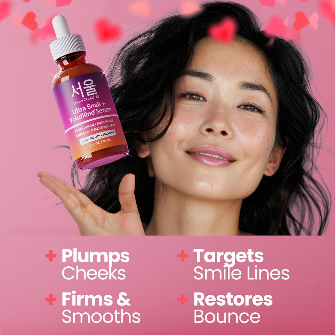 Volufiline Serum + Snail Mucin - Extra Large 30Ml 100% Sederma Volifiline Korean Skincare - Volufine Plumping Skin Care for Face 1Oz