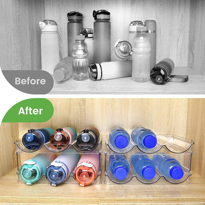 Organizador Apilable de Botellas para Cocina y Gabinete · 2 Niveles · Acrílico Transparente