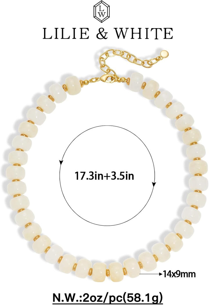 Resin Chunky Beaded Necklace for Women Minimalistic Modern Statement Necklace Jewelry Accessories - Cream