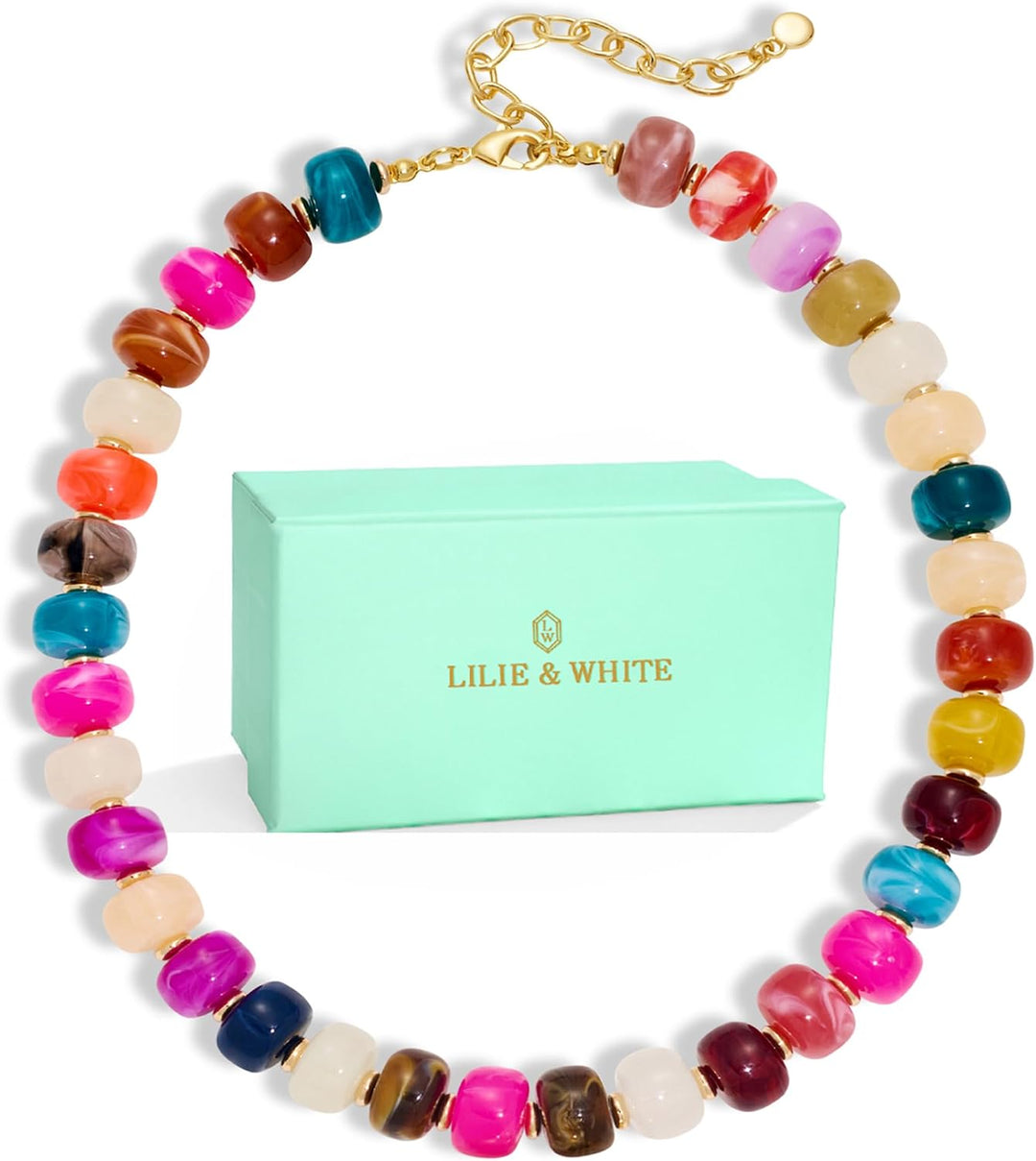 Resin Chunky Beaded Necklace for Women Minimalistic Modern Statement Necklace Jewelry Accessories - Multicolor