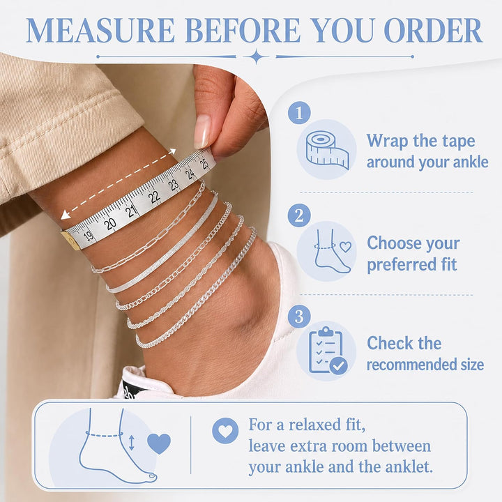 Gold/Silver Plated Anklet Bracelets for Women Waterproof plus Size Cuban Link Chain Ankle Bracelet for Large Ankle 9-12Inch - Silver