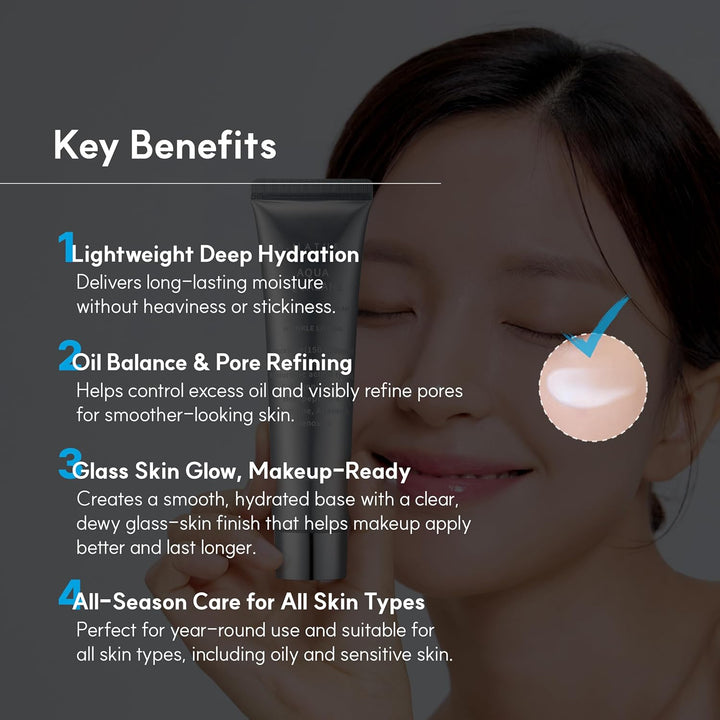 Pore Minimizing Moisturizer for Dry &amp; Sensitive Skin Squalane Hydrating Face Cream, Tightening &amp; Smoothing Pores, Lightweight Korean Skincare, 2.7 Fl Oz