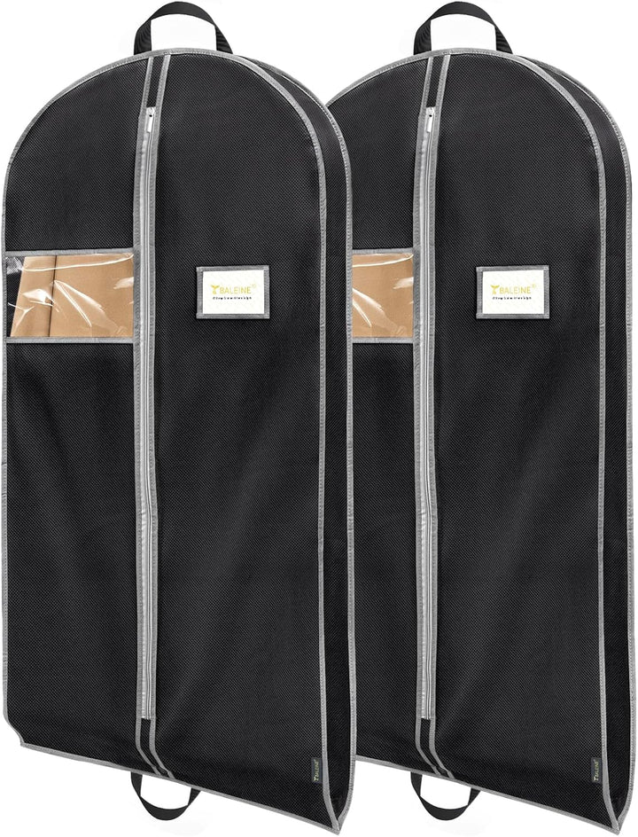2PK Heavy Duty Garment Bag with Shoe Storage Travel Bag for Dresses, Suit, Coats Travel Essential (60", Black)