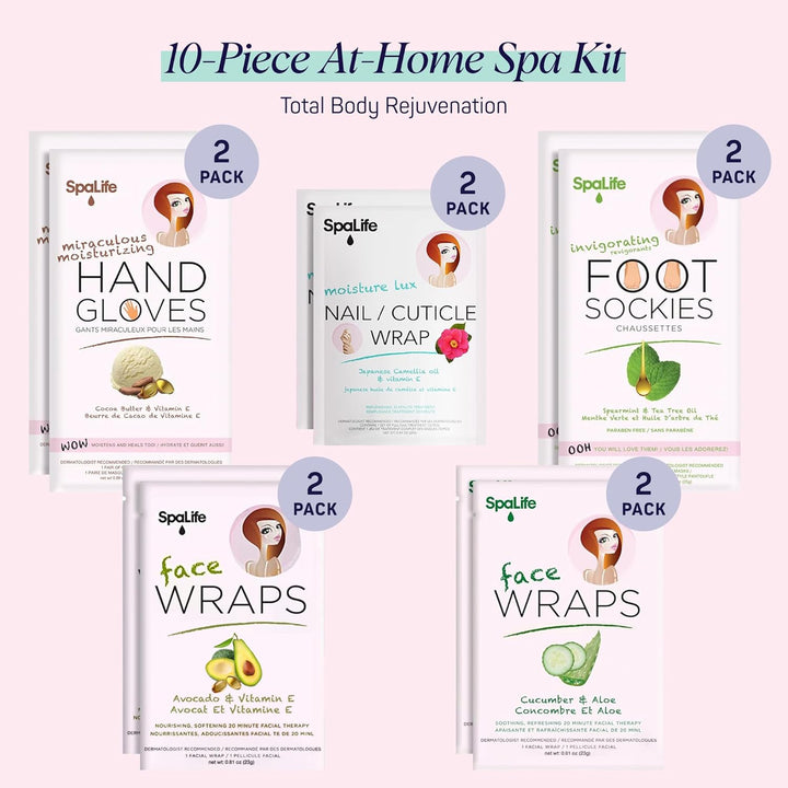 10 Piece Korean Face Mask &amp; Moisturizing Hand Gloves Set | Foot Mask Socks for Dry Cracked Hands &amp; Feet | Korean Skincare Cuticle Repair Mask Women | Self Care Gifts for Women | 10 Pack