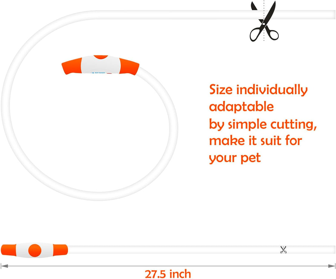 Led Dog Collar,  USB Rechargeable Flash Dog Necklace Light, Pet Safety Collar Makes Your Beloved Dogs Be Seen at Night for Small Medium Large Dogs(Orange)