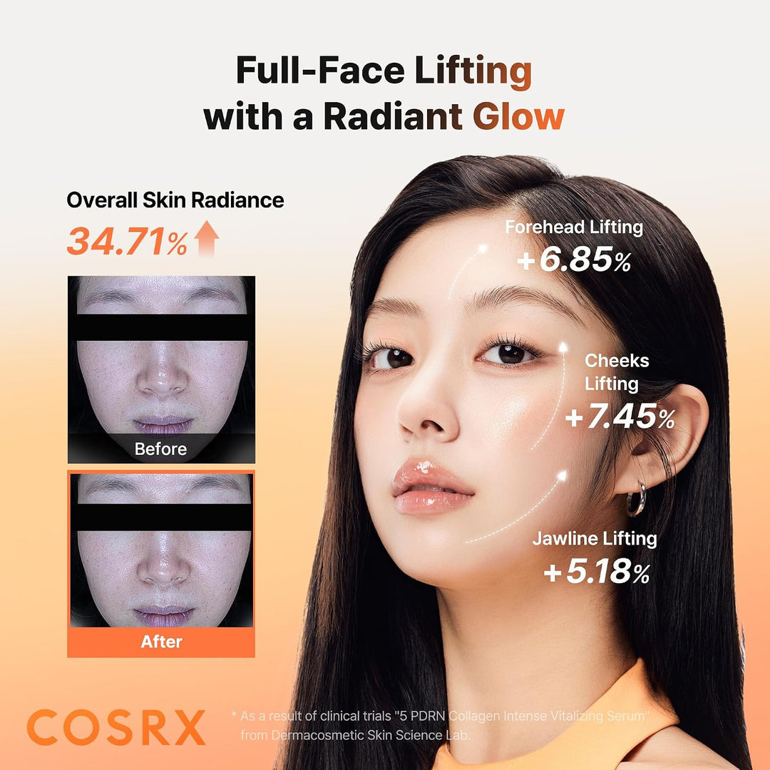 5 PDRN Collagen Intense Vitalizing Serum - Korean Serum for Skin Firming &amp; Glowing with Salmon DNA, Centella, Lactobacillus PDRN &amp; Collagen, Korean Skin Care (3.38 Fl.Oz.)