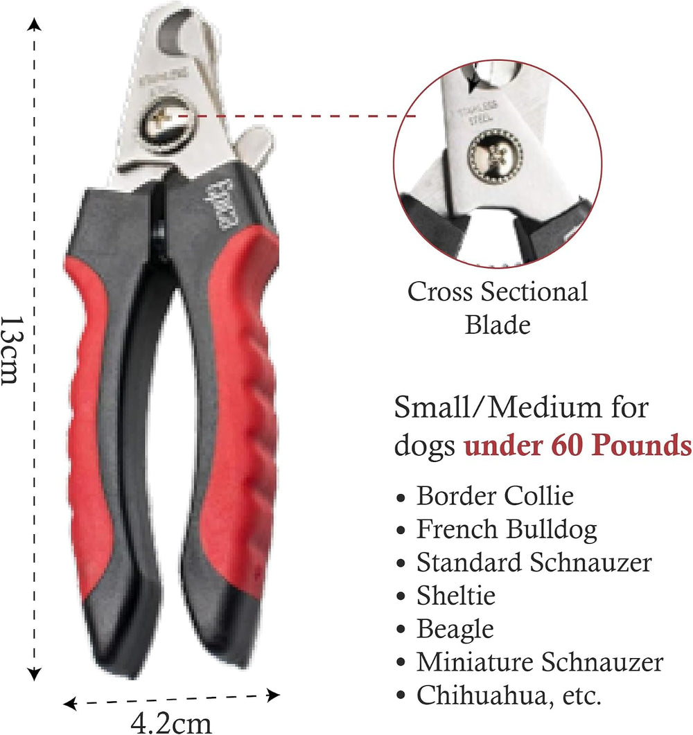 Professional Dog Nail Clipper, Nail Clippers for Large Dog, Easy and Safe Grooming Clippers, Cat Claw Trimmer with Safety Guard (Small/Medium)