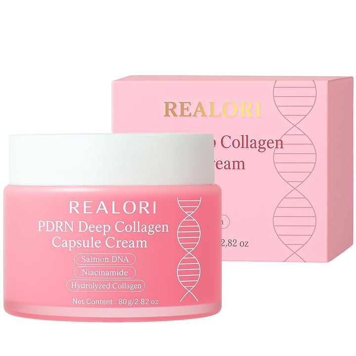 PDRN Capsule Cream with Vitamin C &amp; Collagen – Korean Boba Moisturizer for Face, Pink Jelly Cream for Deep Hydration, Skin Repair, and Glow – Korean Skincare Gel for All Skin Types