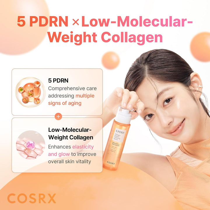 5 PDRN Collagen Intense Vitalizing Serum - Korean Serum for Skin Firming &amp; Glowing with Salmon DNA, Centella, Lactobacillus PDRN &amp; Collagen, Korean Skin Care (3.38 Fl.Oz.)