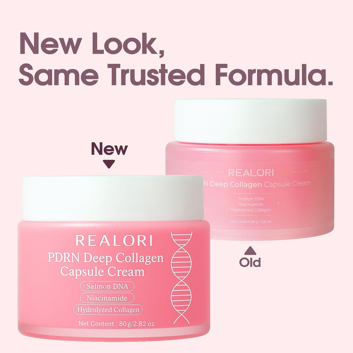 PDRN Capsule Cream with Vitamin C &amp; Collagen – Korean Boba Moisturizer for Face, Pink Jelly Cream for Deep Hydration, Skin Repair, and Glow – Korean Skincare Gel for All Skin Types