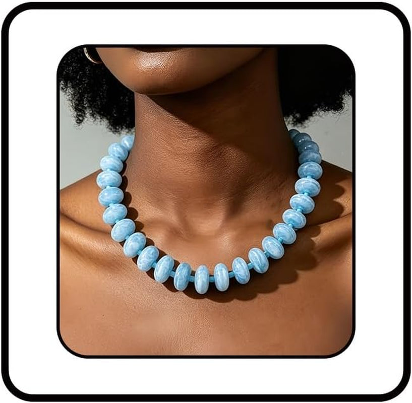 Chunky Beaded Necklace for Women Colorful Big Bead Necklace Resin Bead Choker Necklaces Boho Minimalistic Statement Necklaces Summer Beach Chunky Jewelry Accessories