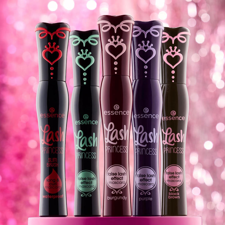 Essence Lash Princess False Lash Effect Mascara, Burgundy (Pack of 1) | Clump-Free Conic Fiber Brush, Volumizing and Lengthening, Red-Purple Mascara, Colored Mascara; Vegan &amp; Cruelty-Free