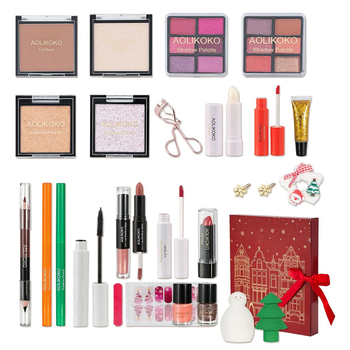 24 Pcs Makeup Kit for Women &amp; Teen Girls, Full Makeup Sets Gift with Eyeshadow, Blush, Lipstick, Mascara, Eyeliner, Glitter, Highlighter, Accessories