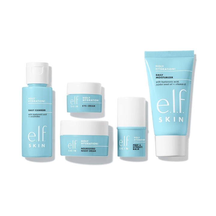 SKIN Holy Hydration! Jet Set Hydration Kit, Travel Friendly Hydrating Skincare Set, Face Cleanser, Balm, Moisturizer, Eye Cream &amp; Night Cream, Vegan &amp; Cruelty-Free