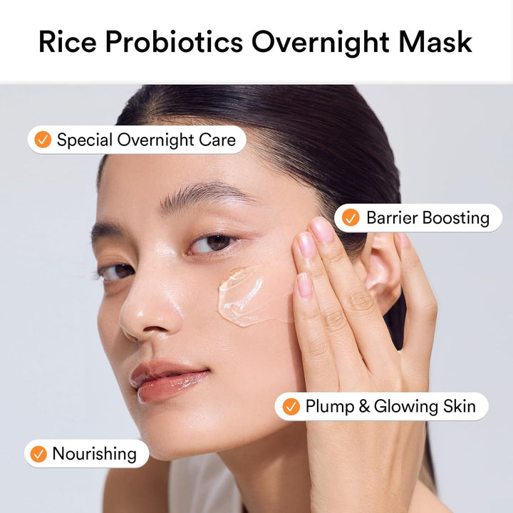 Rice Probiotics Overnight Face Mask Barrier Jelly 2.7 Fl Oz | Korean Sleeping Mask for Glass Skin | Moisturizing &amp; Slugging Cream