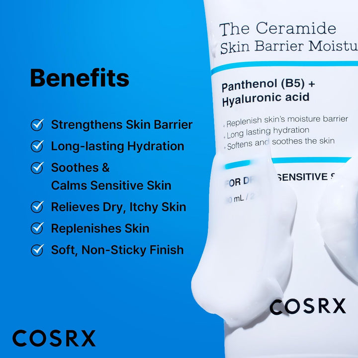 Ceramide Skin Barrier Moisturizer for Face with 7 Ceramides, Hyaluronic Acid &amp; Panthenol, Barrier Repair Face Cream for Dry &amp; Sensitive Skin, 2.7 Oz, Korean Face Moisturizer, Korean Skin Care