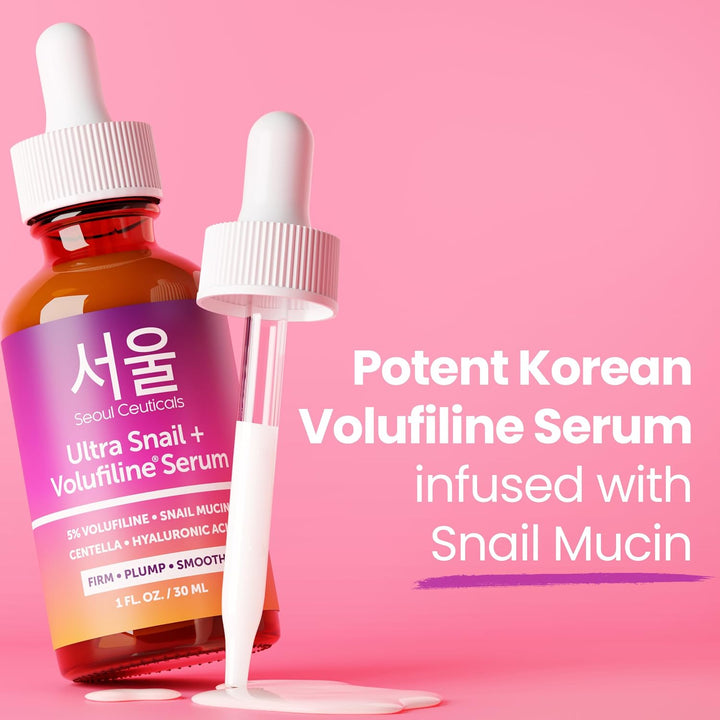 Volufiline Serum + Snail Mucin - Extra Large 30Ml 100% Sederma Volifiline Korean Skincare - Volufine Plumping Skin Care for Face 1Oz