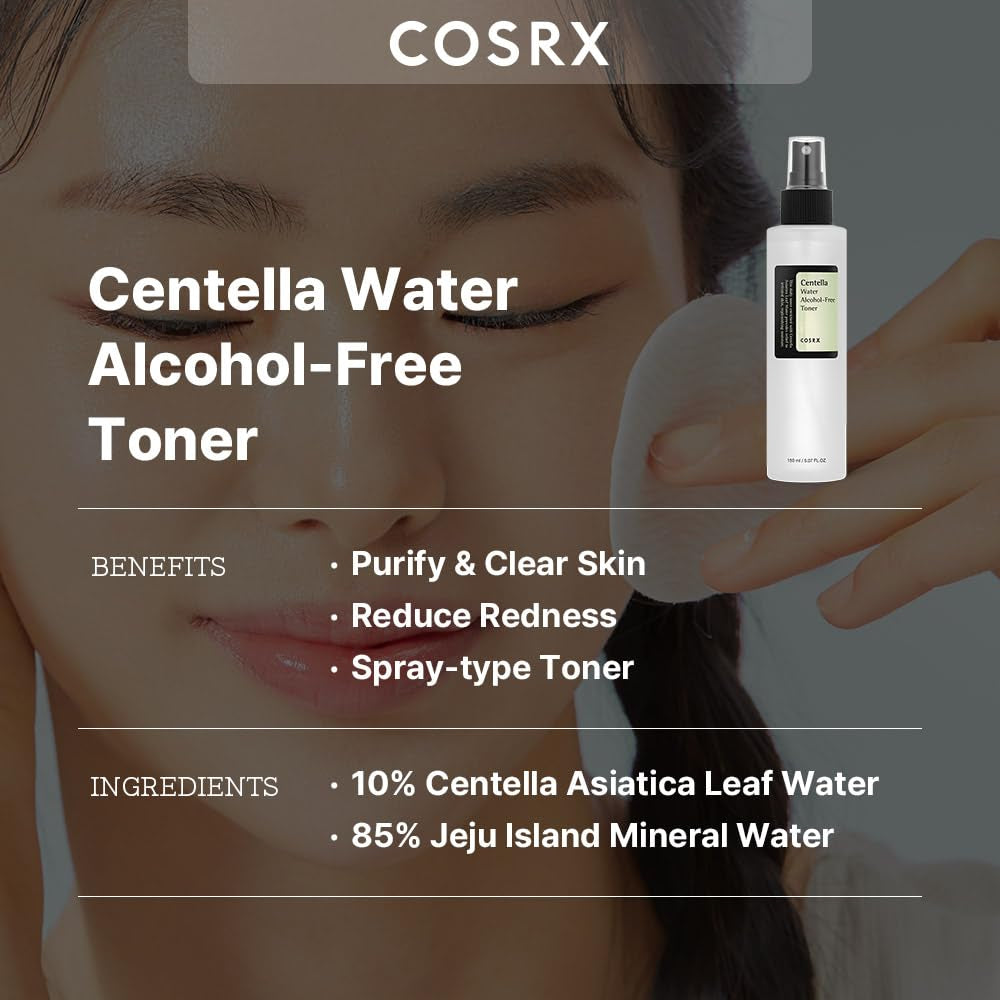 Alcohol-Free Cica Toner, 150Ml / 5.07 Fl.Oz | Spray-Type Korean Toner with Centella Asiatica for Hydrating &amp; Soothing Redness | Korean Skin Care, Not Tested on Animals, Paraben Free
