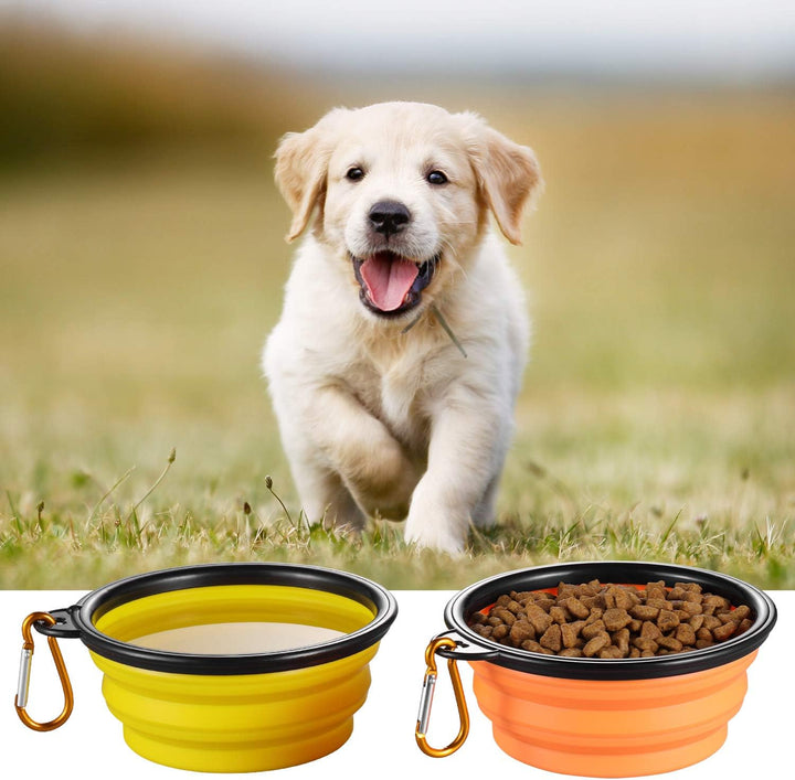 Collapsible Dog Bowl for Travel (12Oz), 6 Pack Portable Pet Bowl with Carabiners, Foldable, Expandable